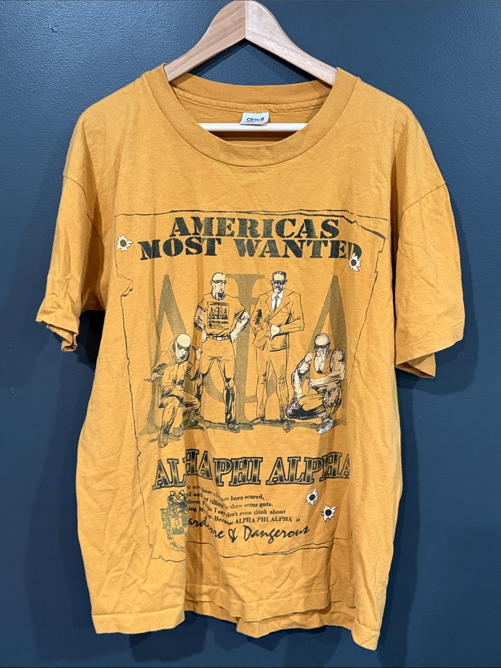 Anvil Mustard 'Americas Most Wanted' Alpha Phi Alpha Graphic Tee